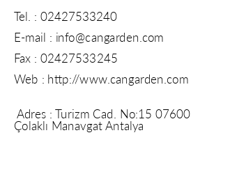 Can Garden Resort Hotel iletiim bilgileri